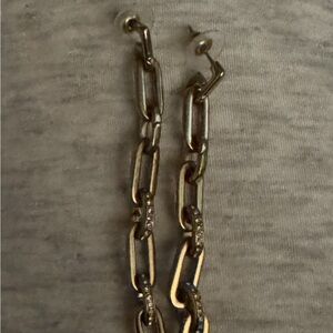 Gold Chain Link Earrings.  2 inches long.